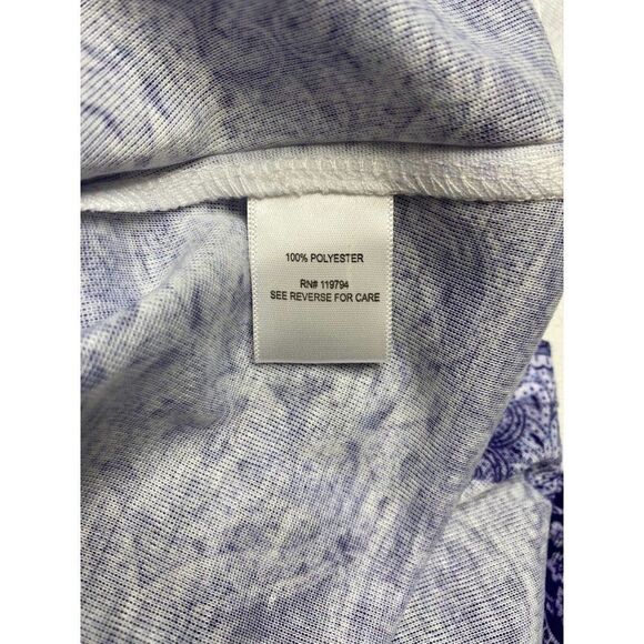 World Unity Blue White Studded Top‎ Floral Paisley Small NEW - Picture 5 of 6